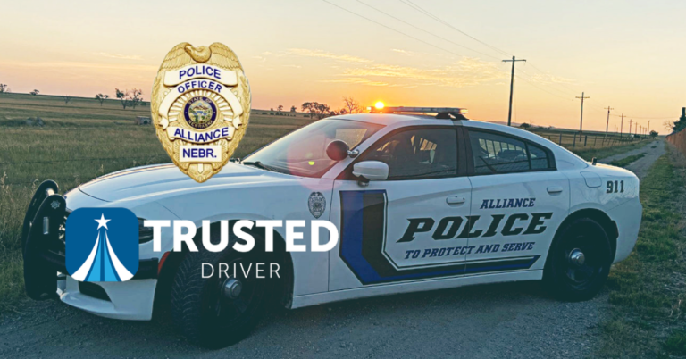 Police car with TrustedDriver logo