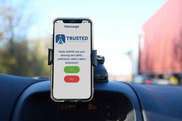 Trusted Driver notification on phone mounted in car