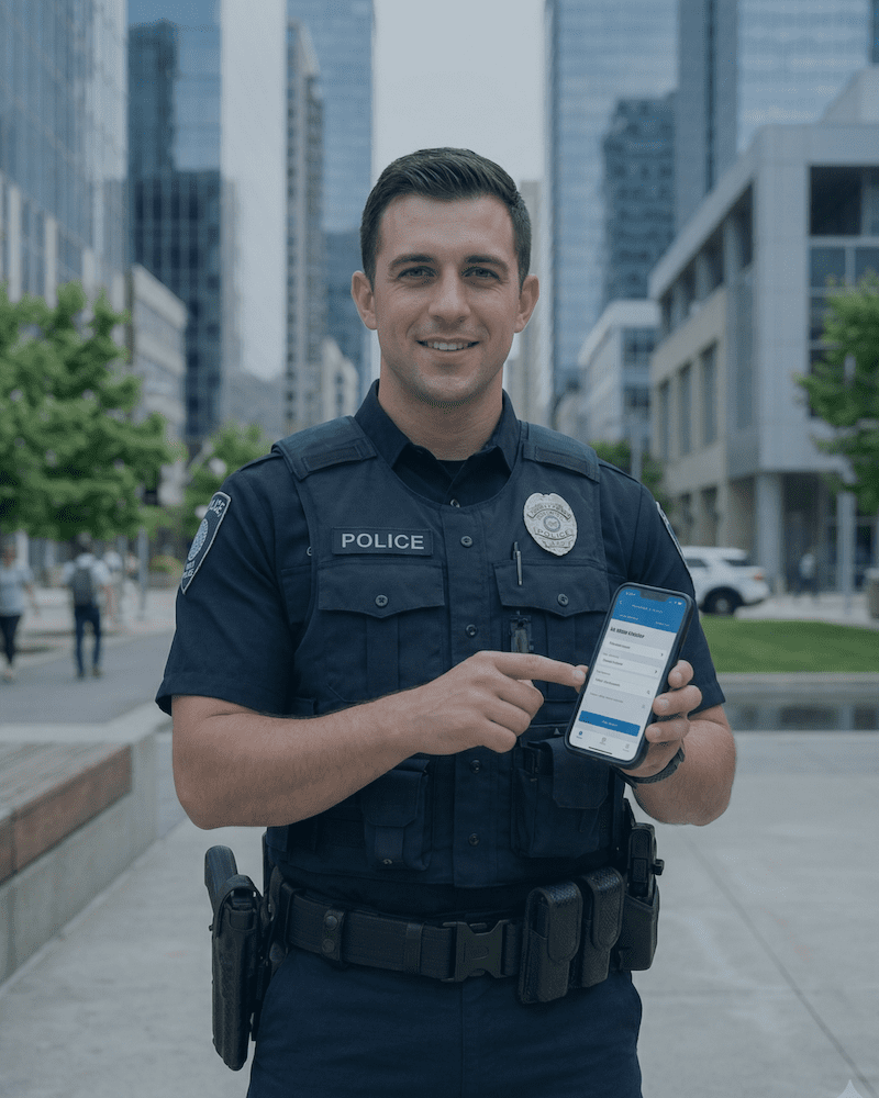 officer displaying a smart phone