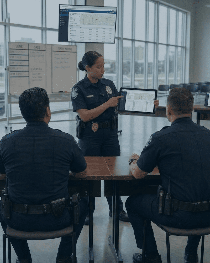 three officers at roll call
